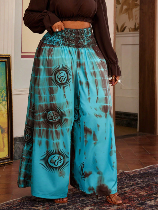 Plus-size Fashionable Printed Casual Pants For Women Outerwear Style With A Waistband by Ricaloux