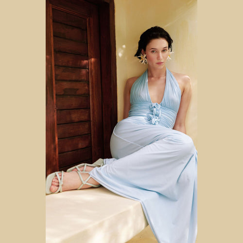 Deep-V Plunging Back Three-dimensional Floral Dress by Ricaloux