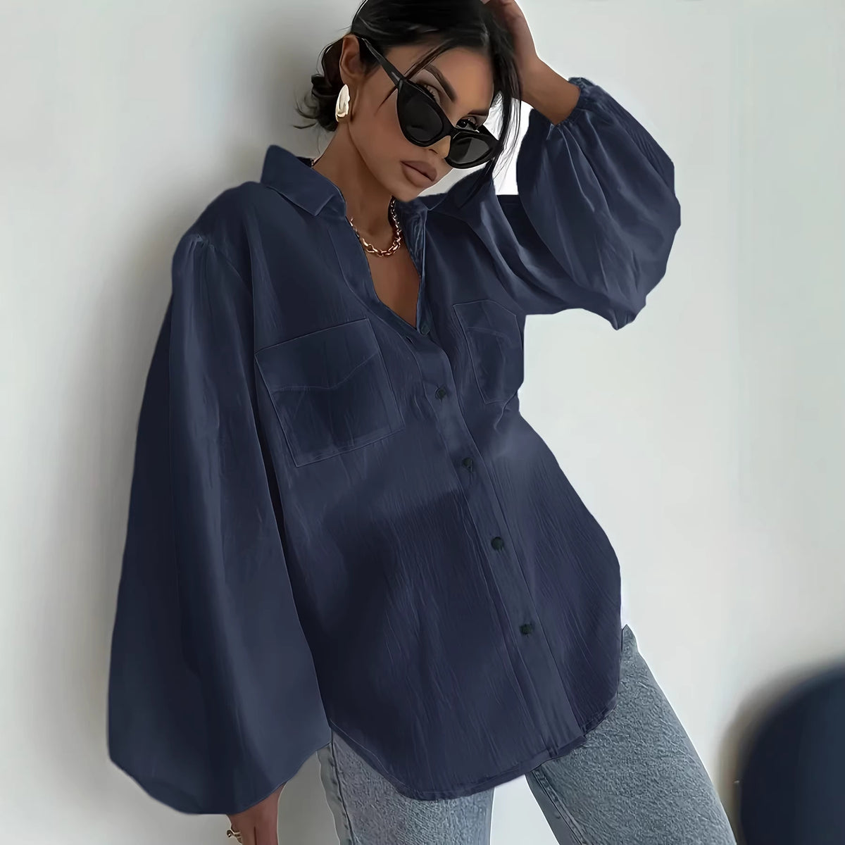 Solid-color Long Sleeves With Double Flap Pockets And A Lapel Collar – Premium 0 | RICALOUX