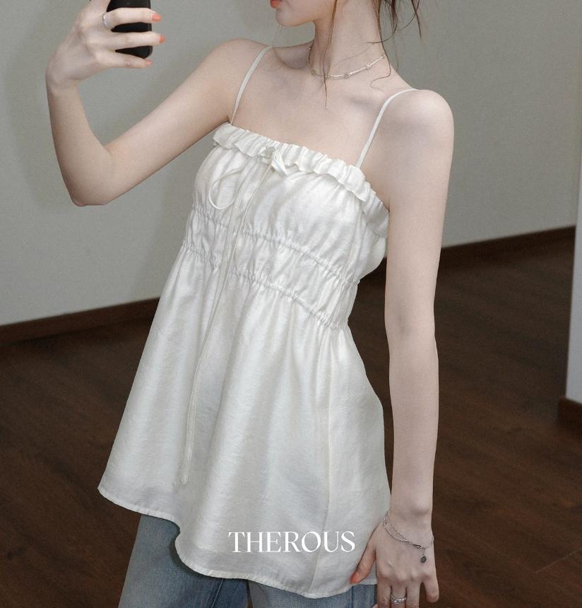 Sweet Slimming Linen Top With Thin Straps – Premium 0 | RICALOUX