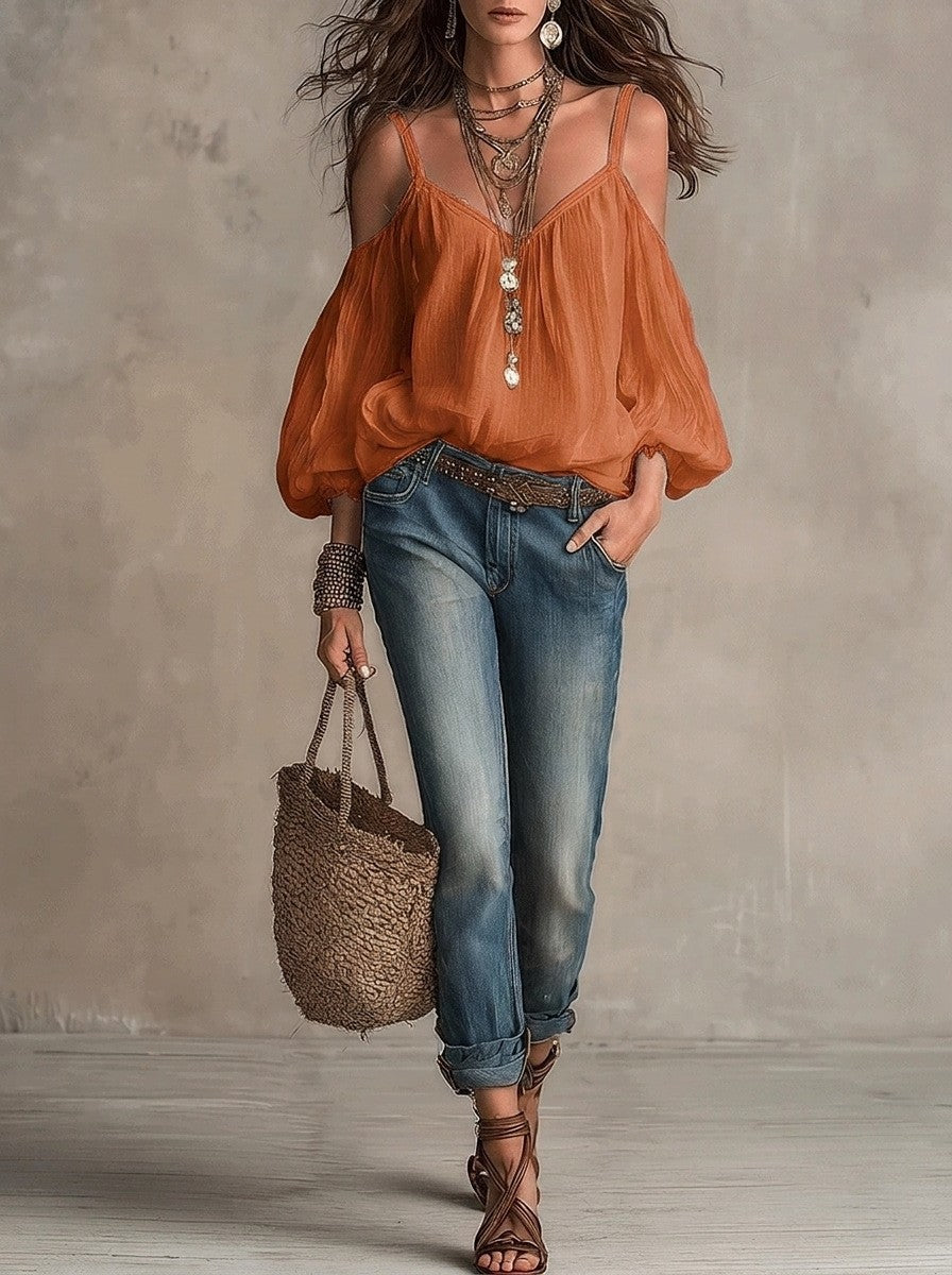 Womens Casual Solid-color Loose-fitting Top by Ricaloux