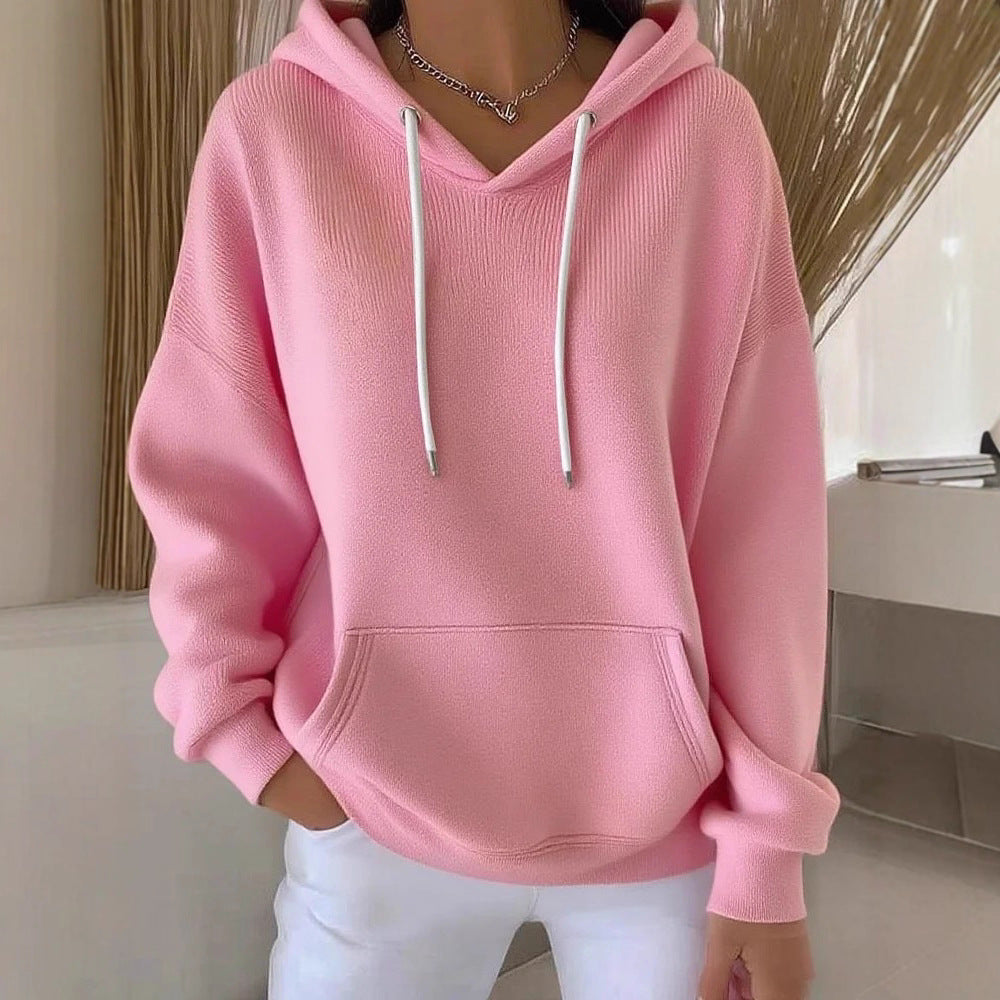 Casual Solid-color Trendy Hoodie With Drawstring Long-sleeve Hooded Sweatshirt – Premium 0 | RICALOUX