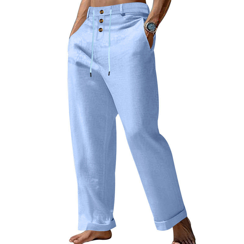 Mens SpringSummer New Fashion Straight-leg Cotton-Linen Casual Pants by Ricaloux