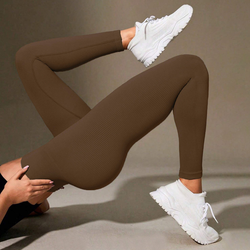 Ribbed Seamless Yoga Pants For Autumn And Winter, High-waisted Tight Sports Leggings, Yoga Apparel Leggings by Ricaloux