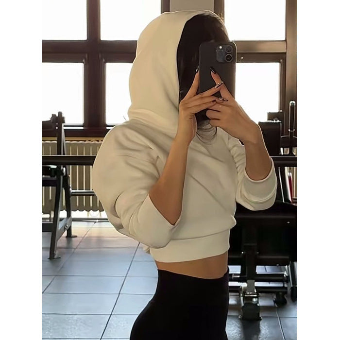 Chic Hooded Fleece-lined Thickened Long-sleeve Sweatshirt Womens Oversized Fit by Ricaloux