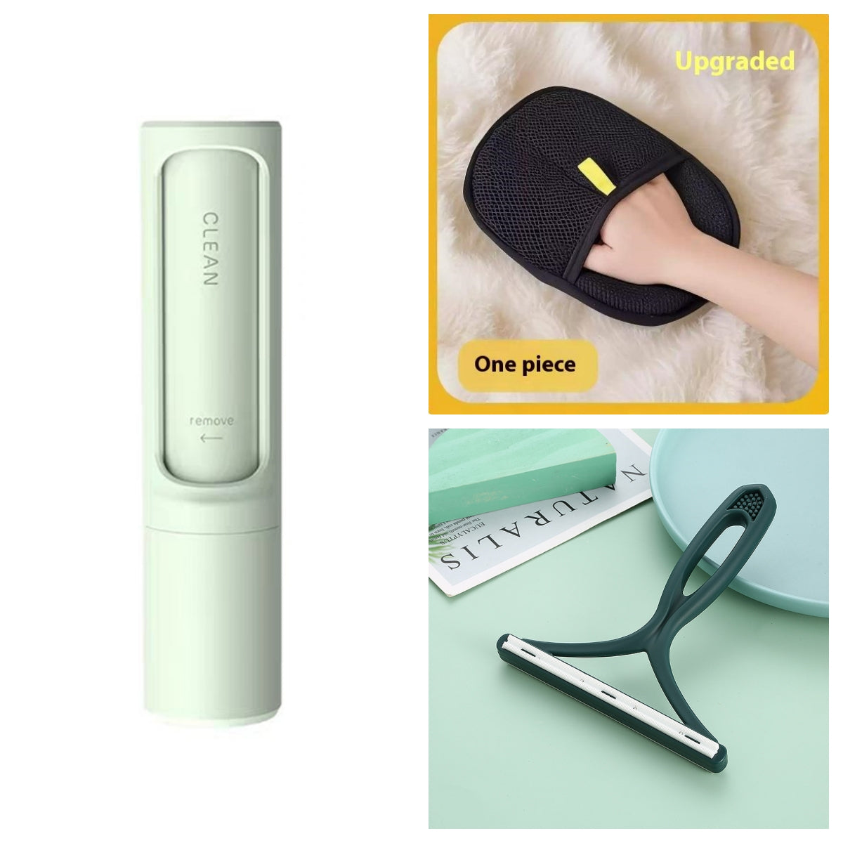 2-1 Reusable Pet Hair Remover Brush Lint Roller Portable Effective Self Cleaning Tool for Cat Dog Fur Hair Dust Removal Brush by Ricaloux