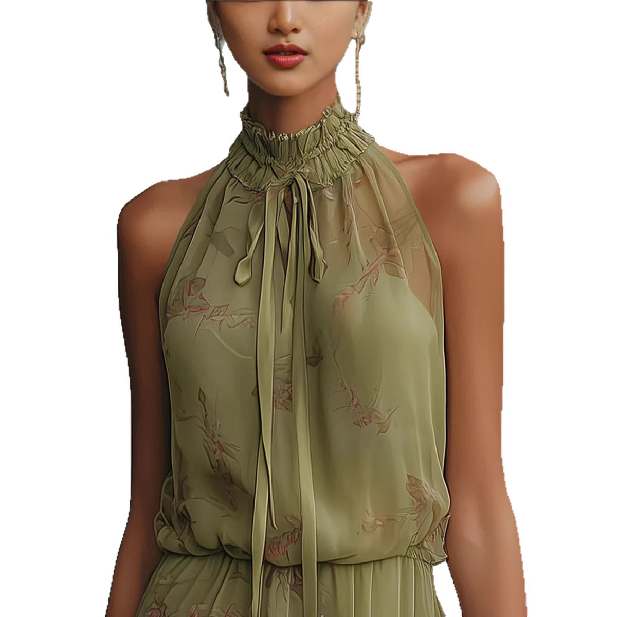 V-neck Waist Trimming Ruffles Elegant Dress by Ricaloux