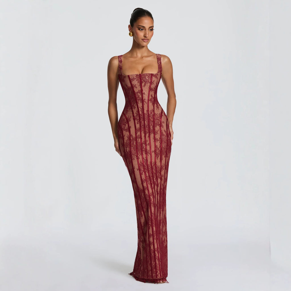 Womens Mesh Vertical-striped Sheath Dress by Ricaloux