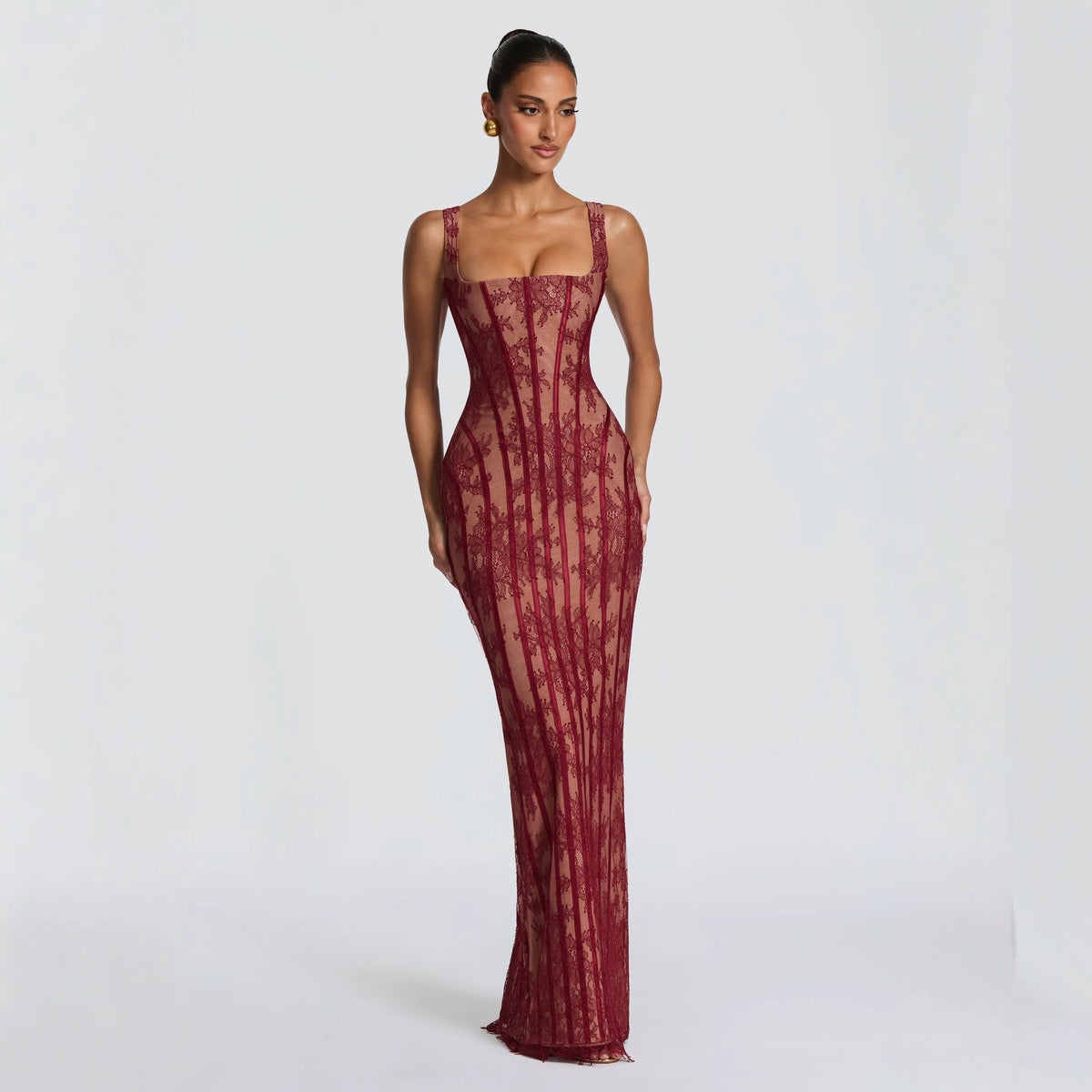 Womens Mesh Vertical-striped Sheath Dress by Ricaloux