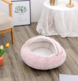 2 In 1 Dog And Cat Bed Pet Winter Bed Round Plush Warm Bed House Soft Long Plush Pets Bed Pet Products by Ricaloux