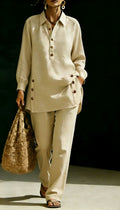 Long-sleeve Shirt And Casual Trousers Two-piece Set – Premium 0 | RICALOUX