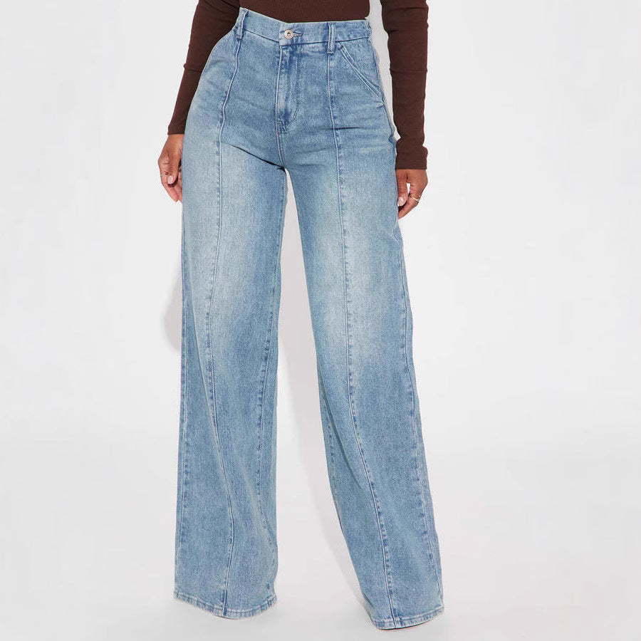 Straight-leg Washed Street-style Womens Jeans by Ricaloux