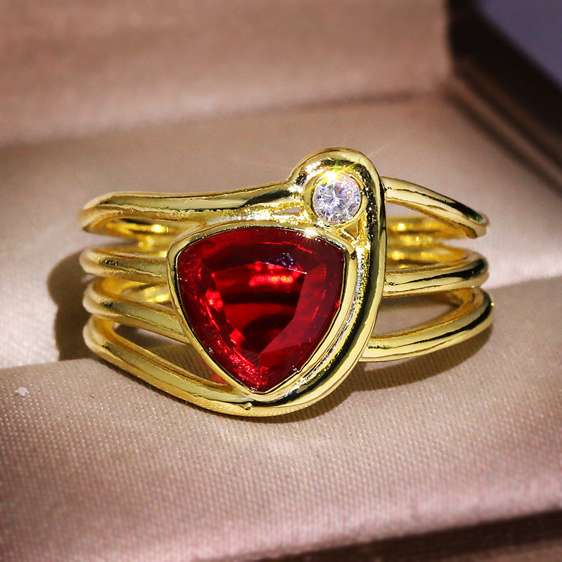 Pomegranate Red Zircon Jewelry Ring For Women – Premium 0 | RICALOUX