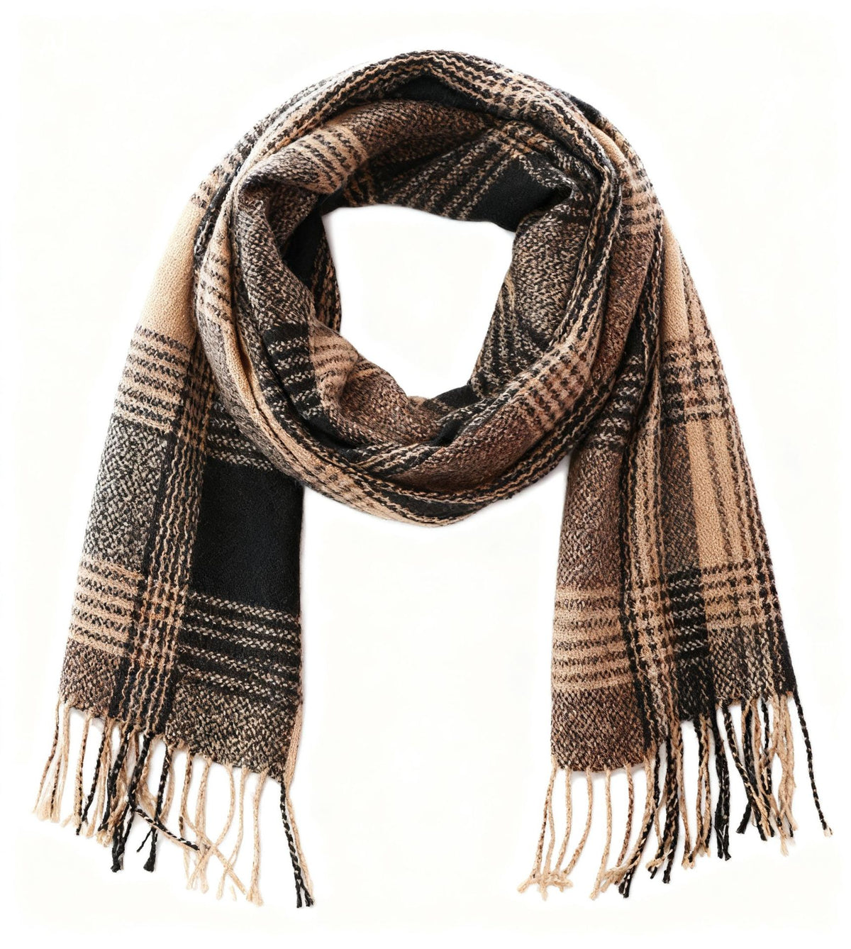 British-style Mens And Womens Couple Tassel Scarf With Large Plaid Pattern – Premium 0 | RICALOUX