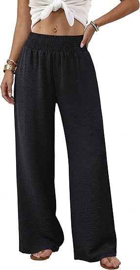 Womens Relaxed-fit High-waisted Casual Wide-leg Trousers With Pleats by Ricaloux