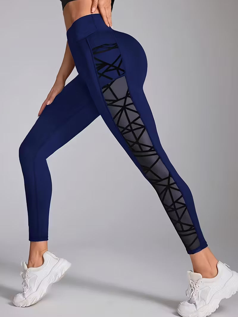 New Arrival Best-Selling Yoga Pants, Sports & Outdoor Skinny Leggings With Butt-Lifting Design, Spliced Mesh And Pockets by Ricaloux