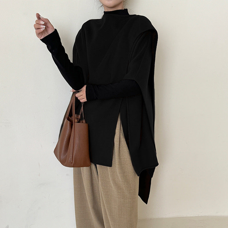 Womens Double-Sided Wool Cape Shawl Coat Jacket – Premium 0 | RICALOUX