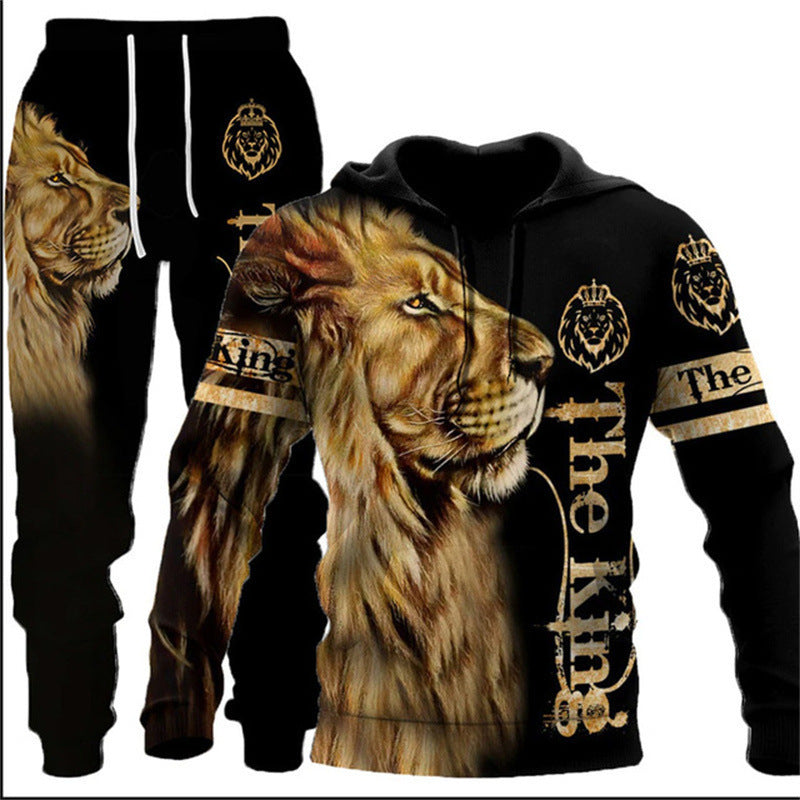 Animal-print Hooded Pullover Sweatshirt And Menswomens Sportswear Set – Premium 0 | RICALOUX