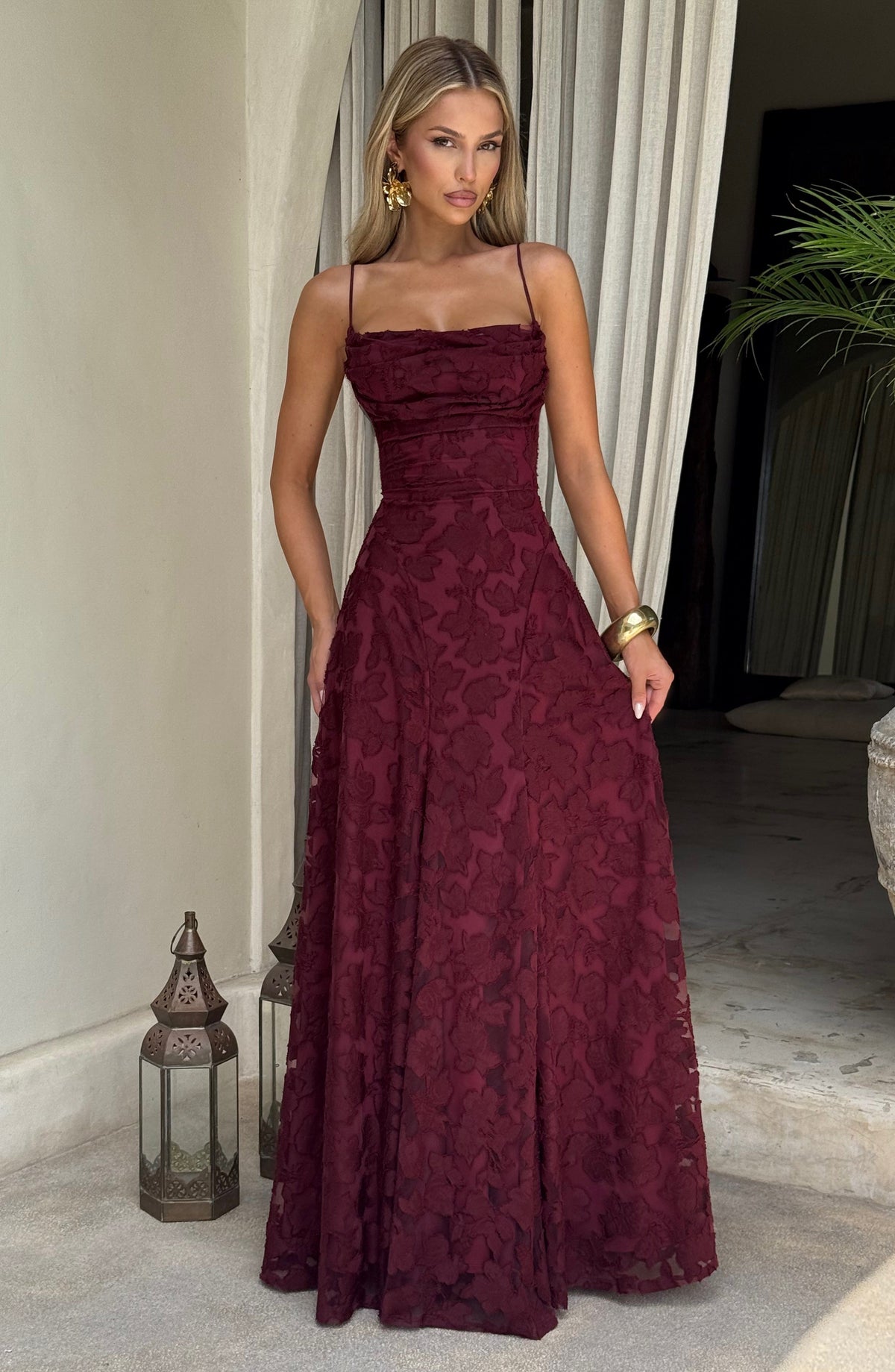 Francis Maxi Dress - Cherry Lacquer by Ricaloux