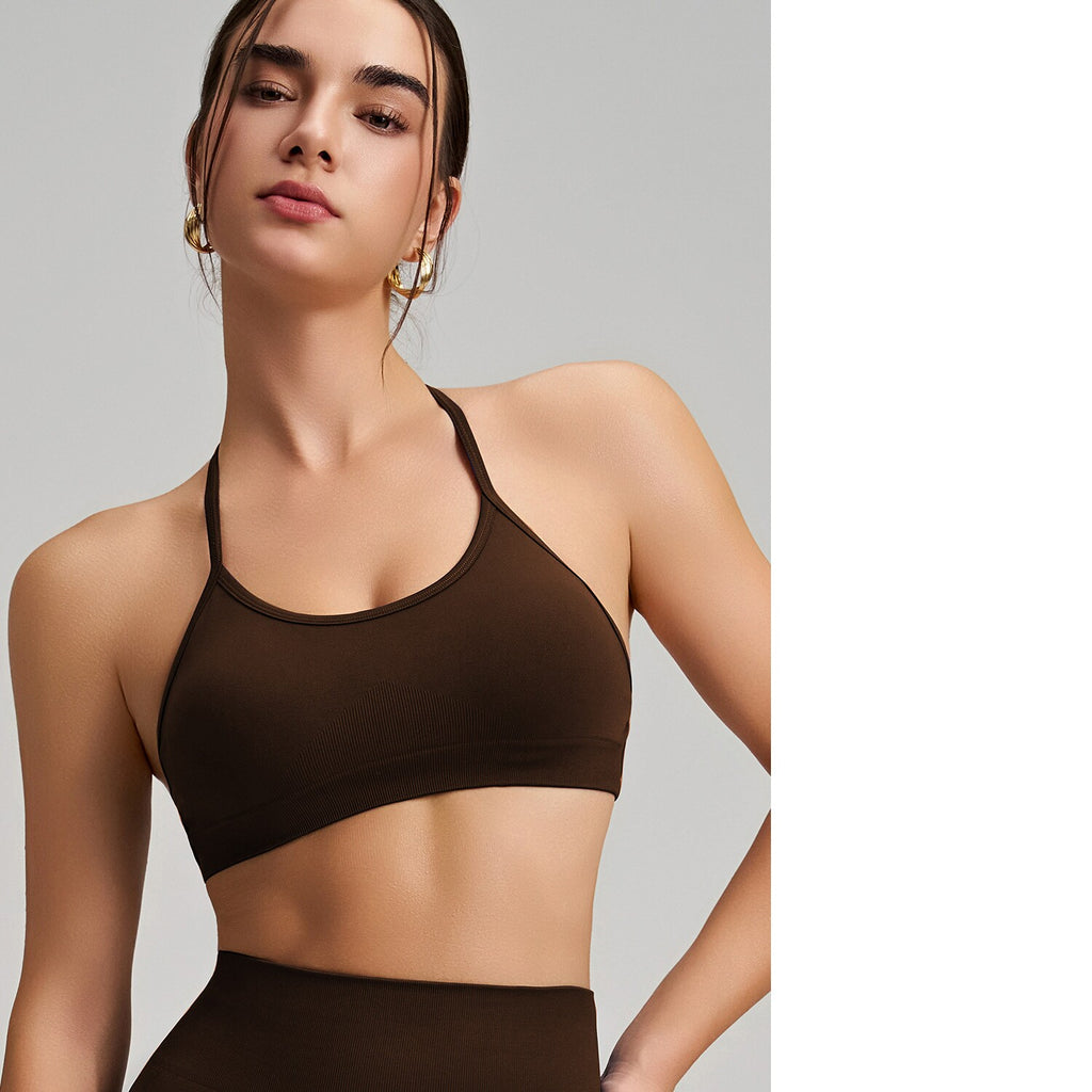 Women's Seamless Thin Strap Cross Back Yoga Outfit Set, Quick-Dry Tight Sports Fitness Bra For Running – Premium 4 | RICALOUX