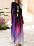 Vintage Navy Blue Womens Printed Elegant Long Party Dress by Ricaloux