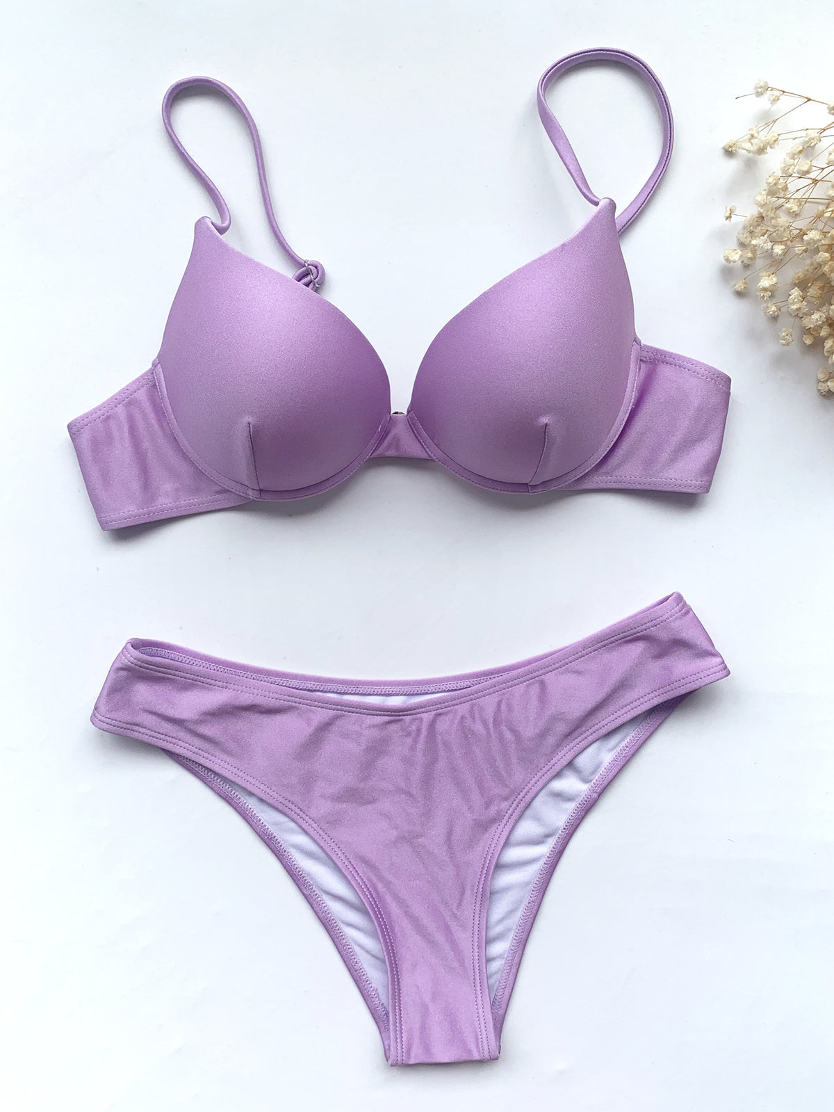 Three-piece Swimsuit European And American-style Solid-color Bikini by Ricaloux
