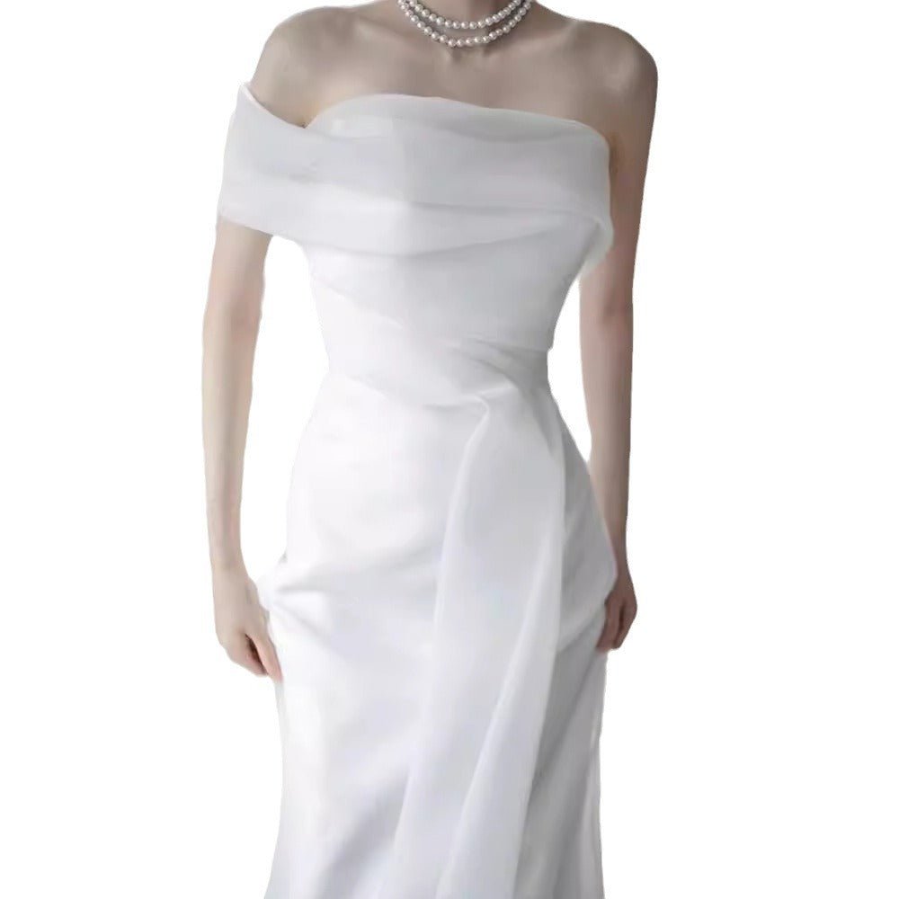French Off-shoulder Light Wedding Dress Bride - RICALOUX