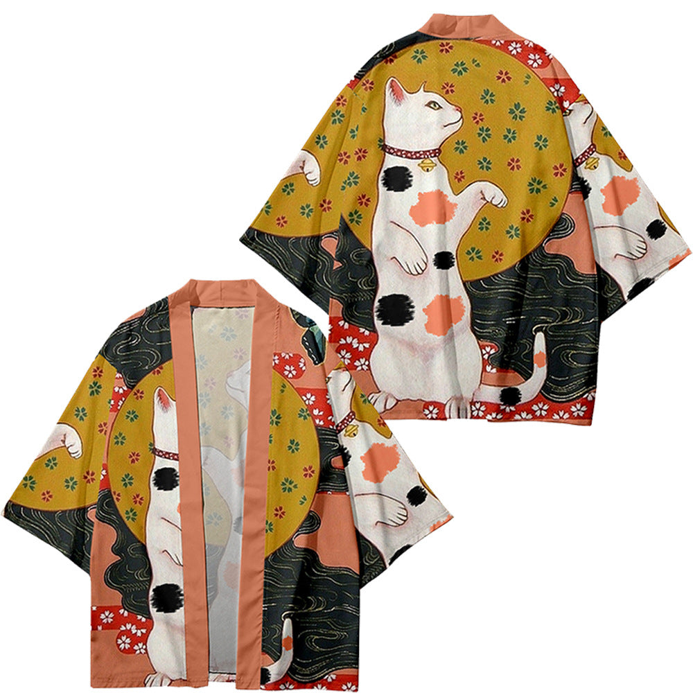 Printed Casual Kimono-style Mid-sleeve Wrap For Couple Outfits – Premium 0 | RICALOUX