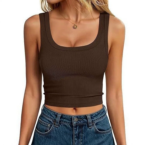 New Solidcolor Slimfit Cropped Vest For Women by Ricaloux