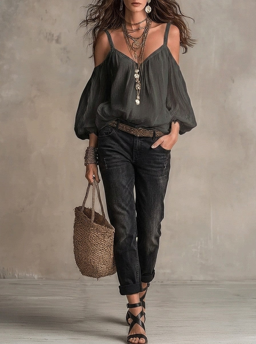 Womens Casual Solid-color Loose-fitting Top – Premium 0 | RICALOUX