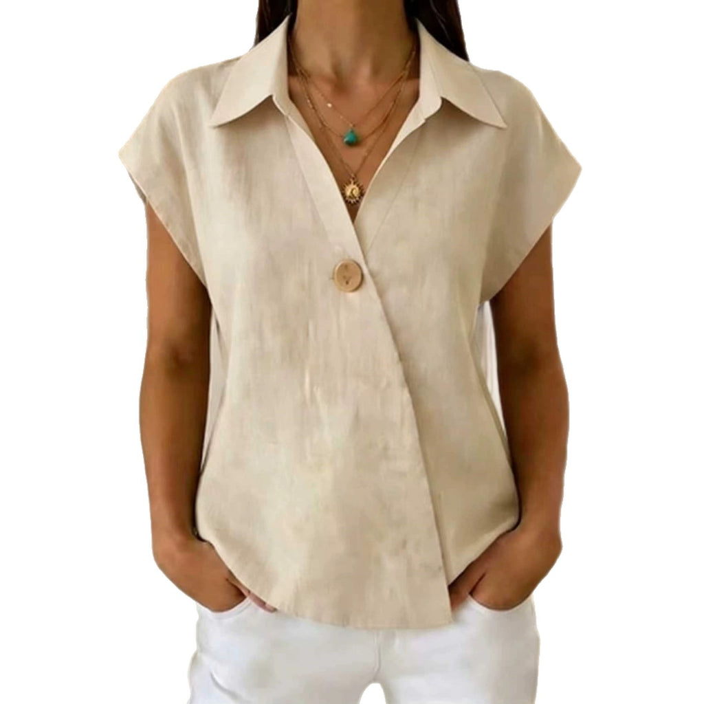 Loose-fitting Casual Lapel-button Top – Premium 0 | RICALOUX