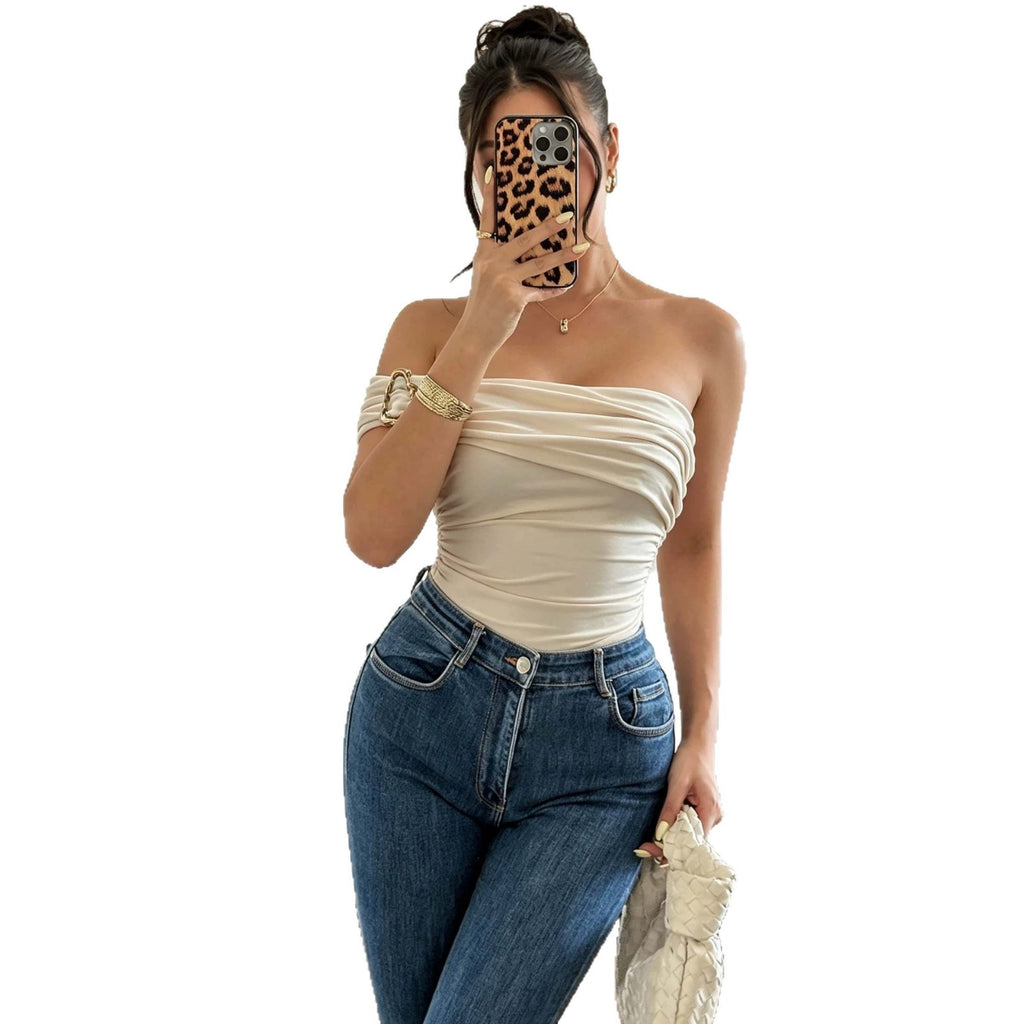 New Womens Elegant Jumpsuit With Off-shoulder Design Pleating And Metal Buttons – Premium 0 | RICALOUX