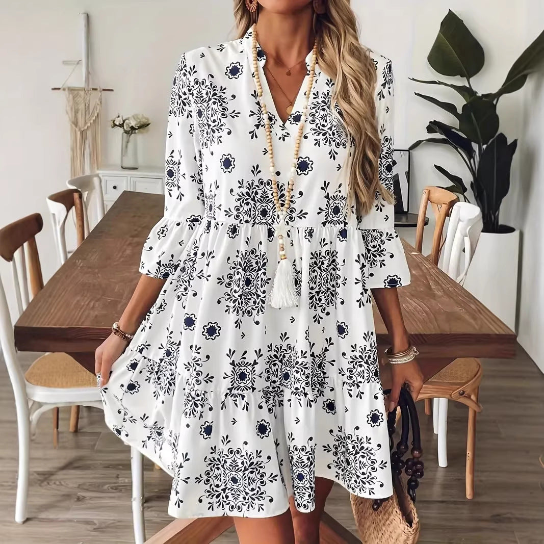 Elegant Womens Dress With Three-quarter Sleeves by Ricaloux