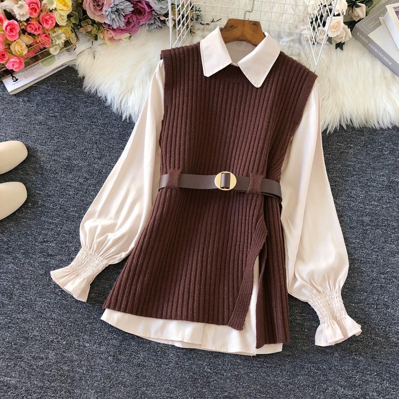 Shirt Knitted Two-piece Vest Set Fan High Quality Casual Fashion - RICALOUX