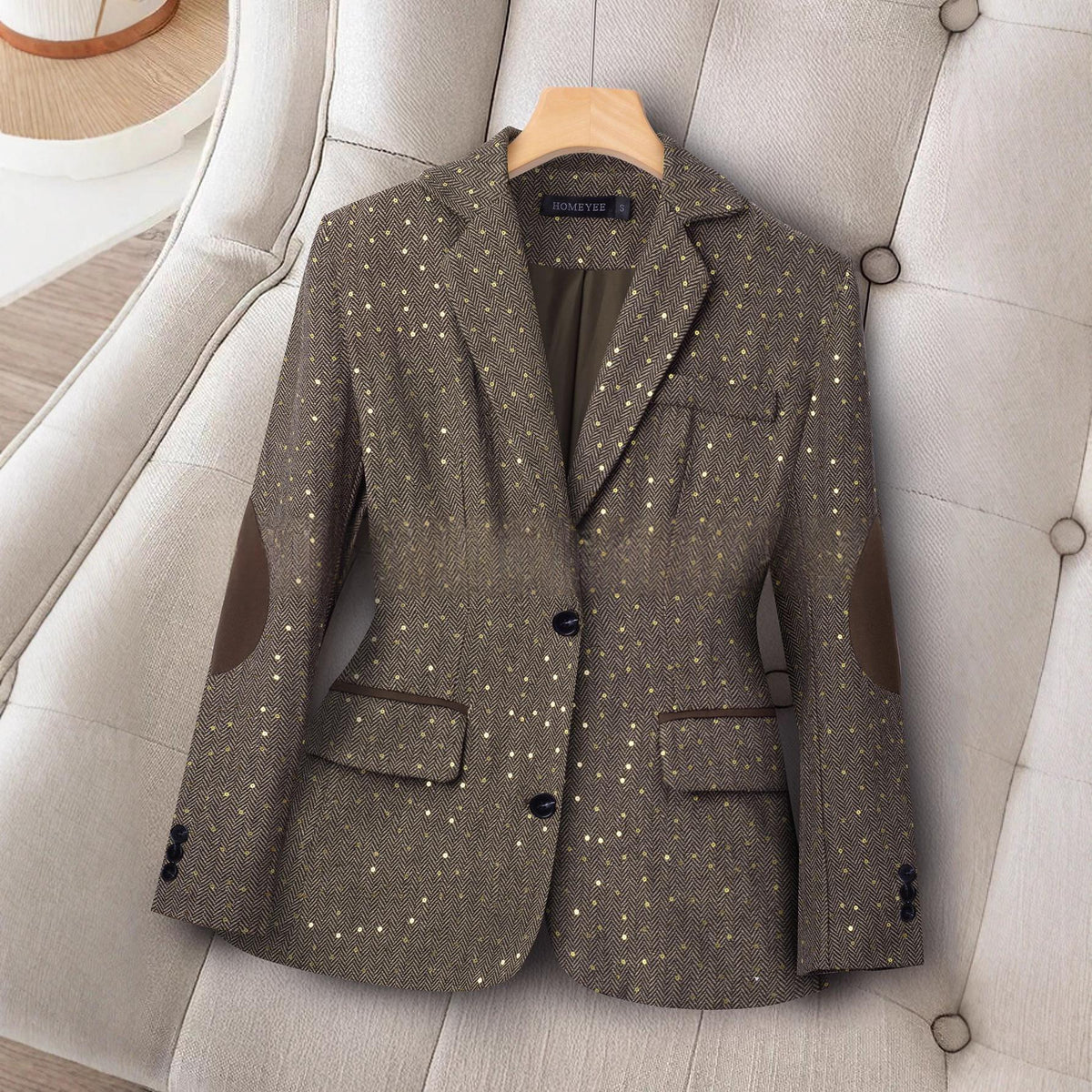 Womens Long-Sleeve Color-Block Suit With Spring And Autumn Geometric Patterns by Ricaloux