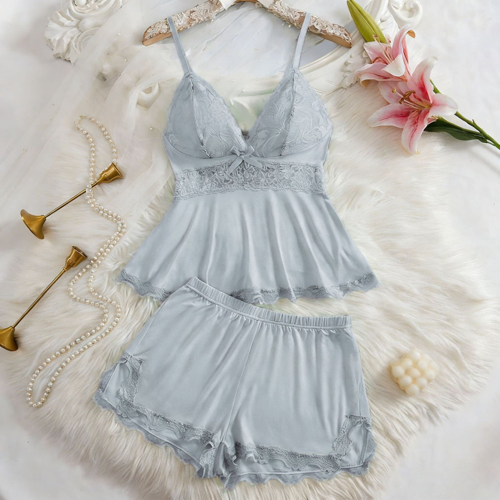 Lace-trimmed Camisole Loungewear Casual 2-piece Set For Women by Ricaloux