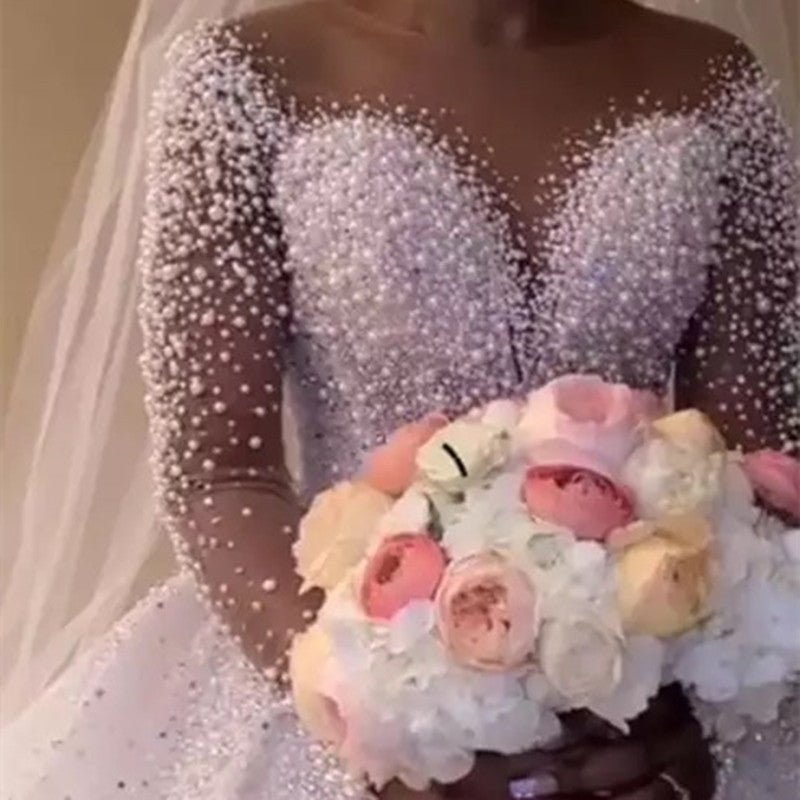 Ball Gown Wedding Dress Long Sleeves Bridal Gown - RICALOUX