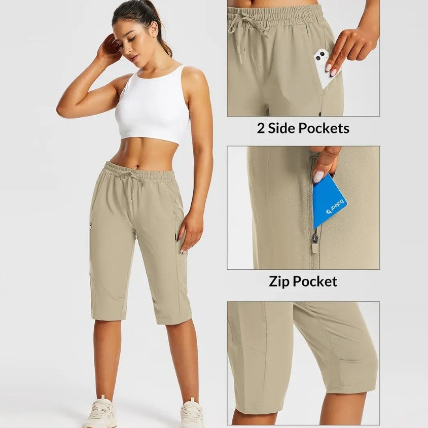Multi-Pocket Lightweight Quick-Drying Cropped Sports Shorts by Ricaloux