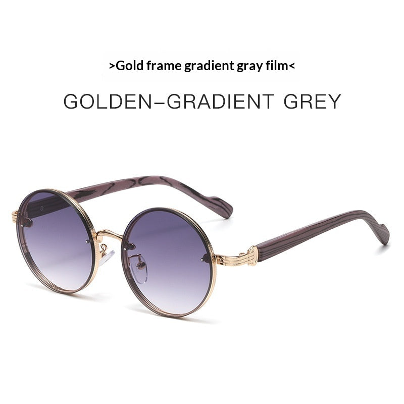 Retro Wood-grain Sunglasses For Men Round Frame – Premium 0 | RICALOUX