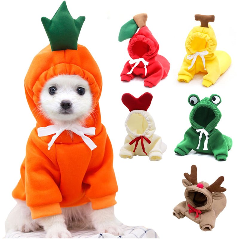 Cute Fruit Dog Clothes For Small Dogs Hoodies Winter Warm Fleece Pet Clothing Puppy Cat Costume Coat For French Chihuahua Outfit - RICALOUX