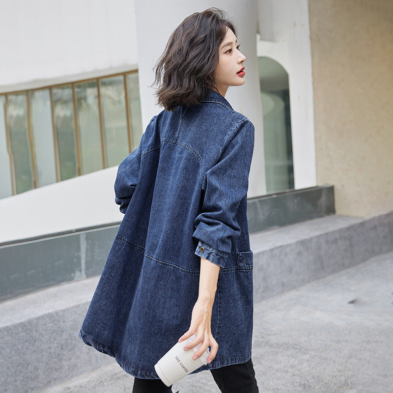Casual Trench Coat Springautumn Mid-length Loose Fit Plus Size by Ricaloux