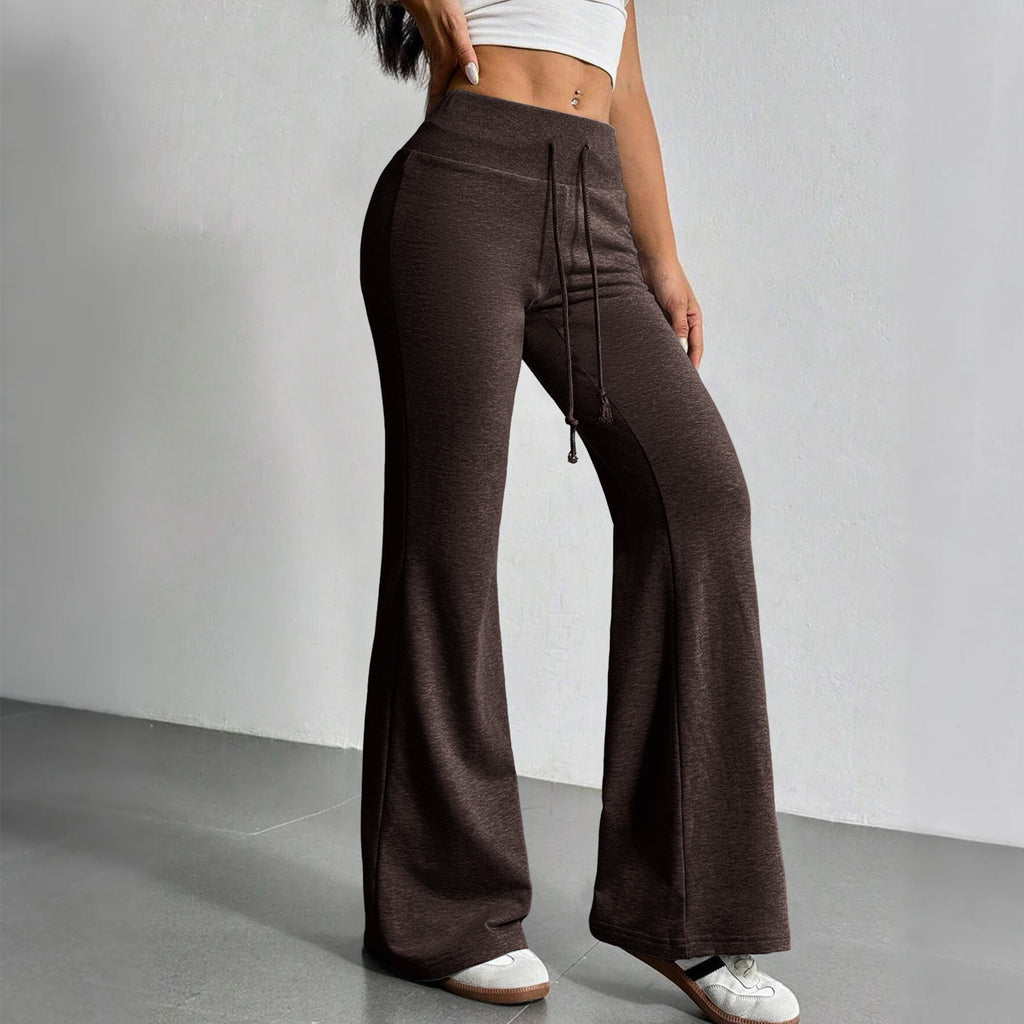 Fashionable Drawstring High-waist Casual Flared Trousers by Ricaloux