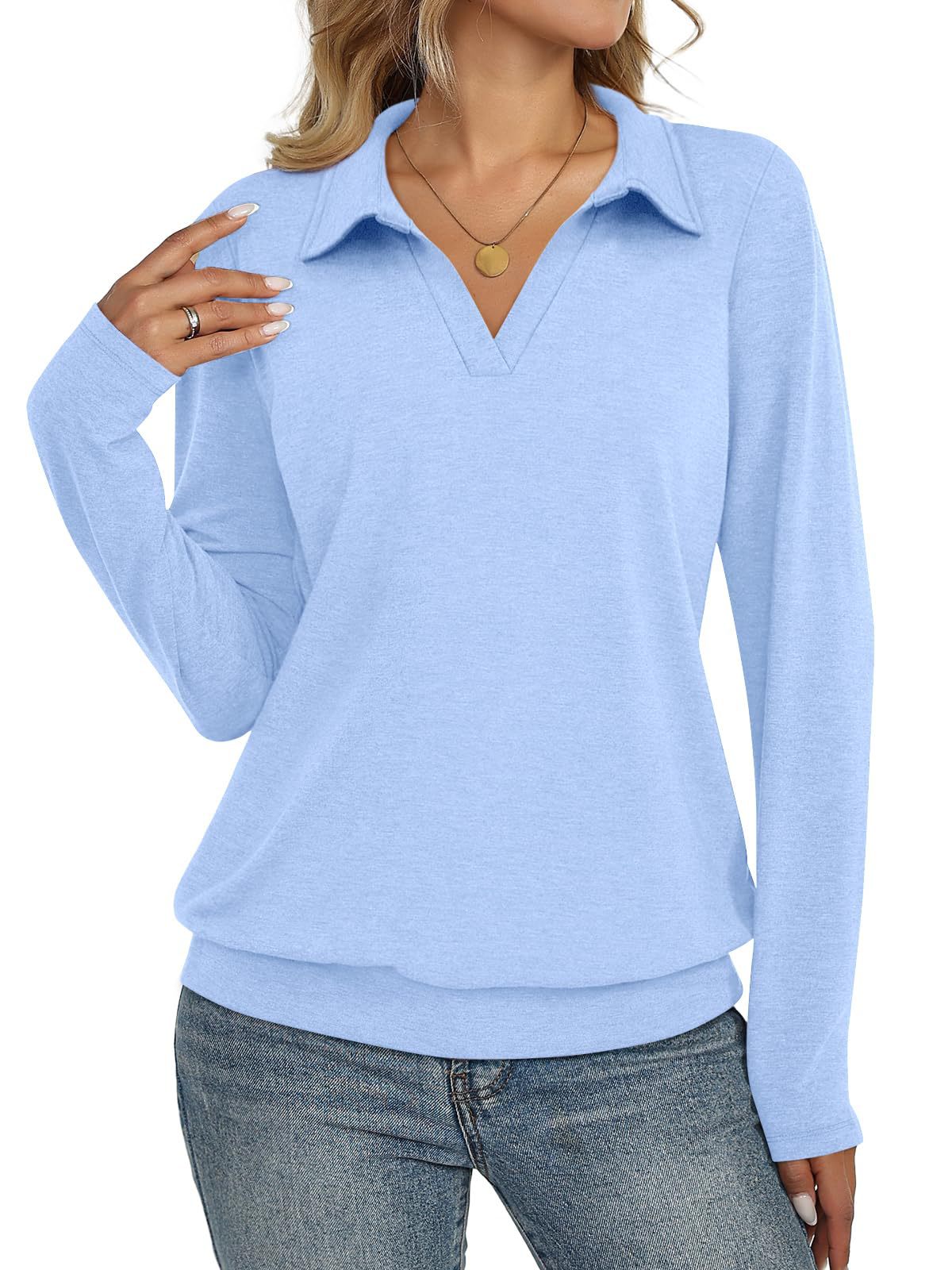 Womens Long-sleeved Fashionable Casual Minimalist And Relaxed-fit Top by Ricaloux