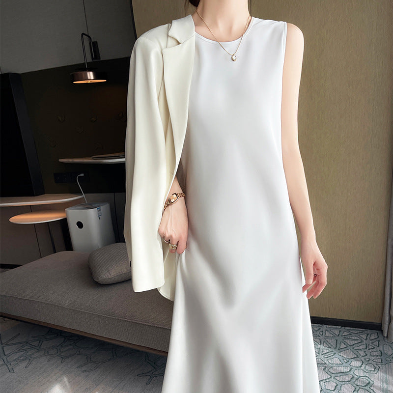 High-end Sophisticated Womens Sleeveless Crew-neck Long Dress by Ricaloux