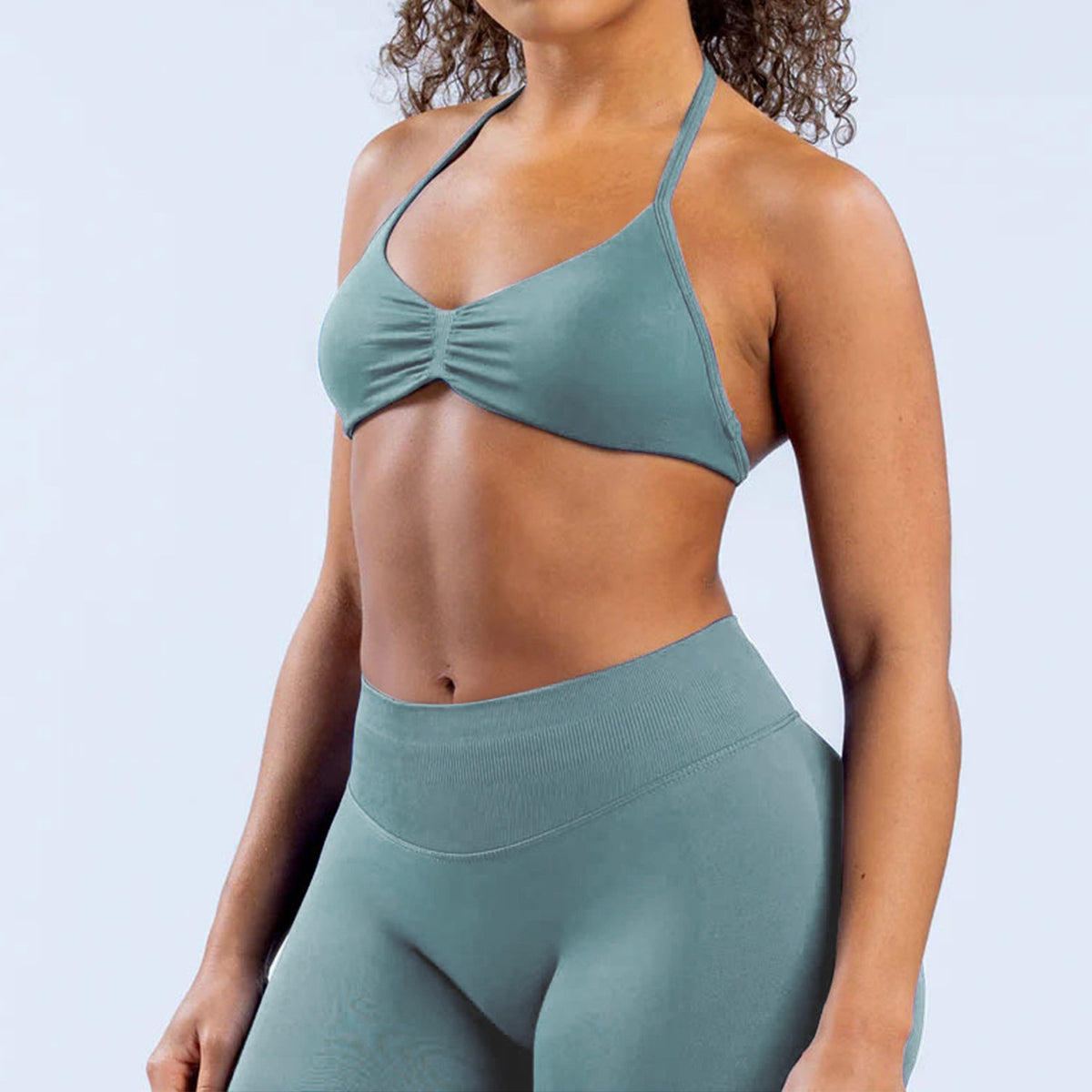 Seamless Tight-fitting Yoga Set With A Strap Bra For Outerwear by Ricaloux