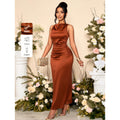Summer New Pleated Satin Sleeveless Evening Dress by Ricaloux