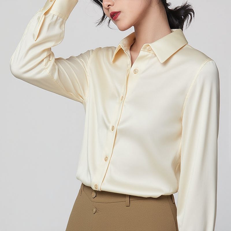 Professional-style Color-blocked Commuter Shirt Slim-fit Square-neck Top – Premium 0 | RICALOUX