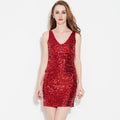 V-neck Performance Stage Outfit Sequined Sleeveless Dress by Ricaloux