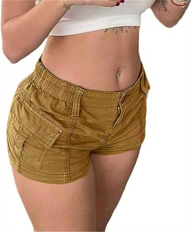 Womens Versatile Fashionable Solid-color Utility Denim Shorts – Premium 0 | RICALOUX