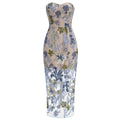 Embroidered Beaded Floral Strapless Dress For Women by Ricaloux